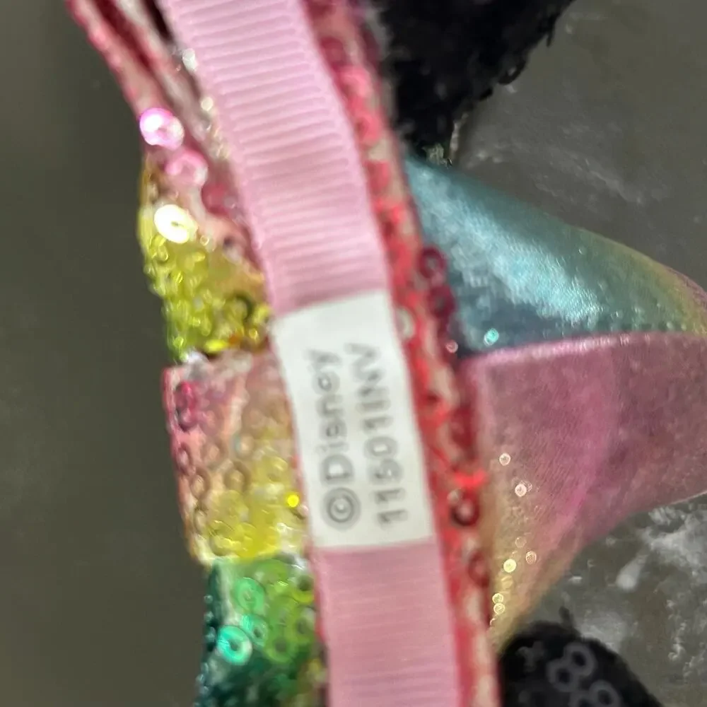 Disney Unicorn Minnie Mouse Ears Rainbow Sequin Bow Pink Horn Headband